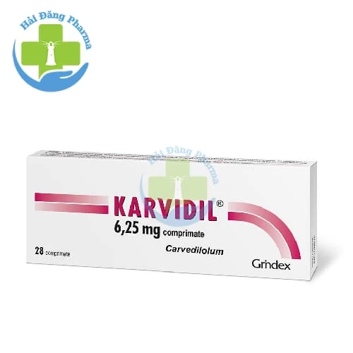 Karvidil 6,25mg - Hộp 2 vỉ x 14 viên